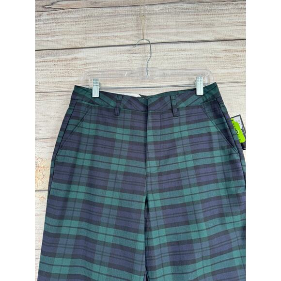 Volcom FroChickie High Rise Plaid Chino Pants Womens 29x30 Blue Green NEW - Picture 3 of 14